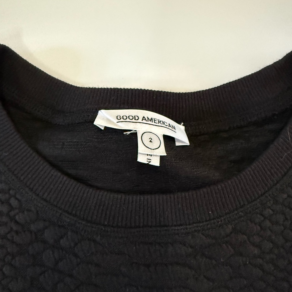 Good American NWT Black Textured Crewneck Sweatshirt In size 2 - Picture 10 of 11